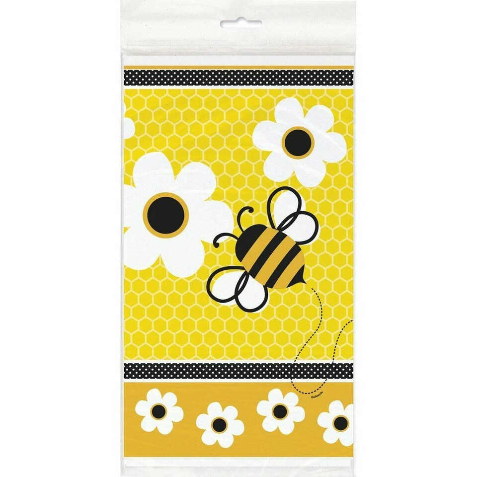 image 1 of Unique Party Plastic Bumblebee Tablecloth - Yellow/Black/White - One Size