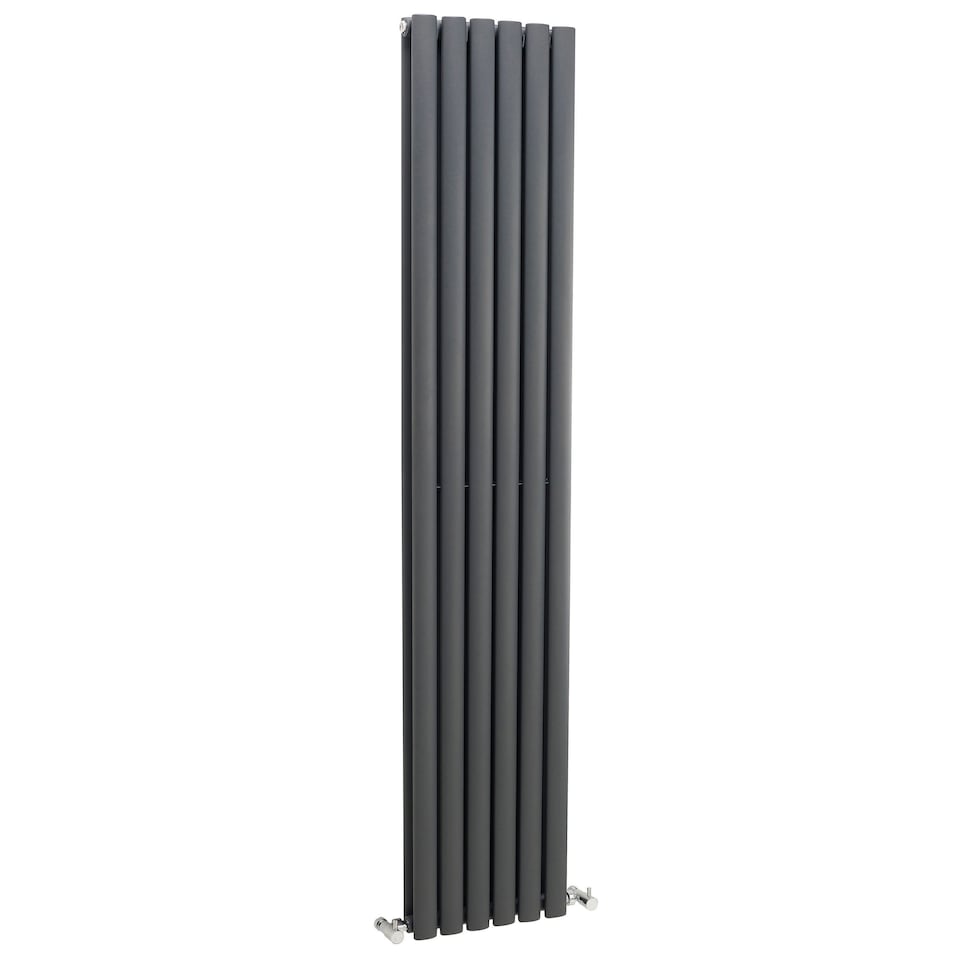 image 1 of Embrace Vertical Double Panel Radiator, 1800mm x 354mm - Anthracite | Grey | Anthracite | 1