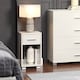 image 1 of Lido 1 Drawer Bedside Table - Gloss White Finish with Silver Handles and Feet | White | White | One Size | 1