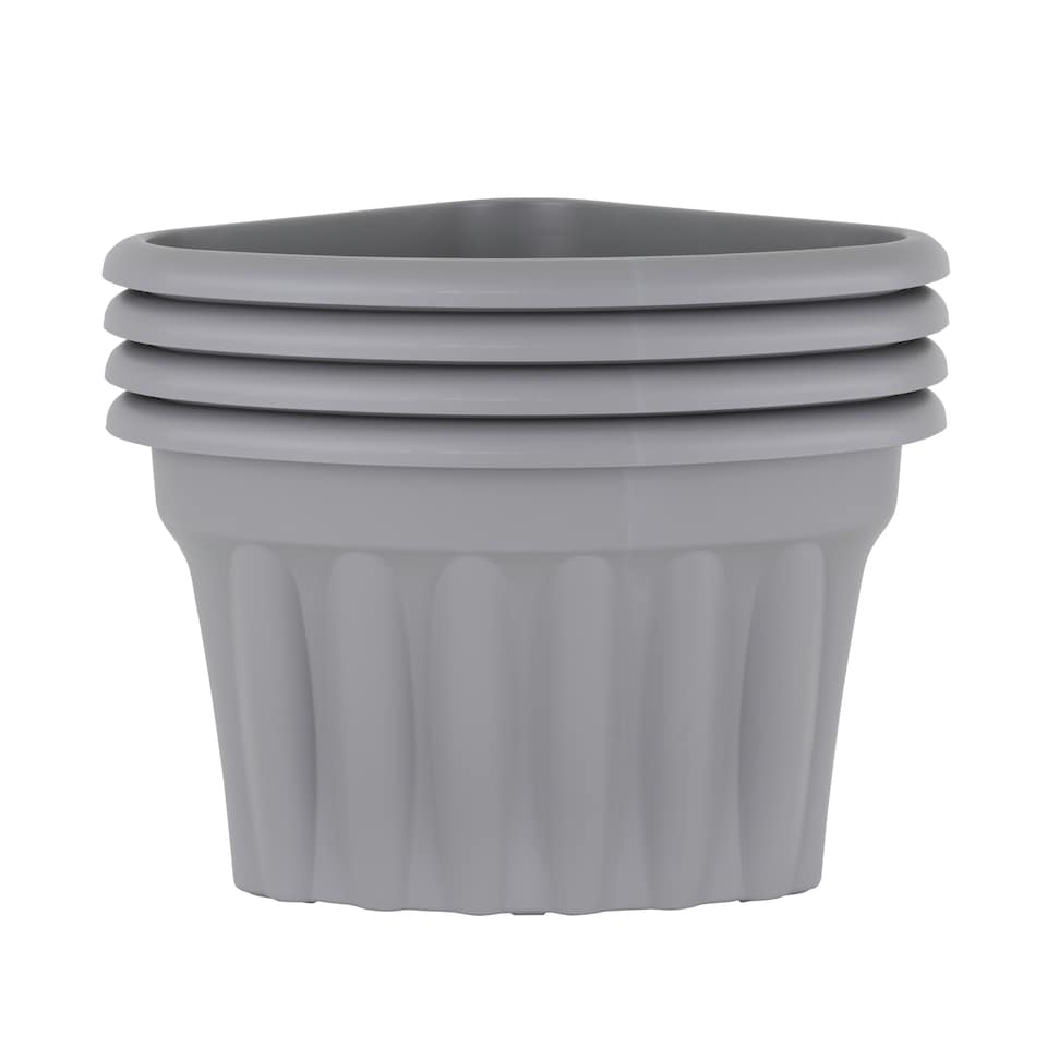 image 1 of Wham Vista 4 x 40cm Corner Plastic Garden Planters | Grey | Upcycle Grey