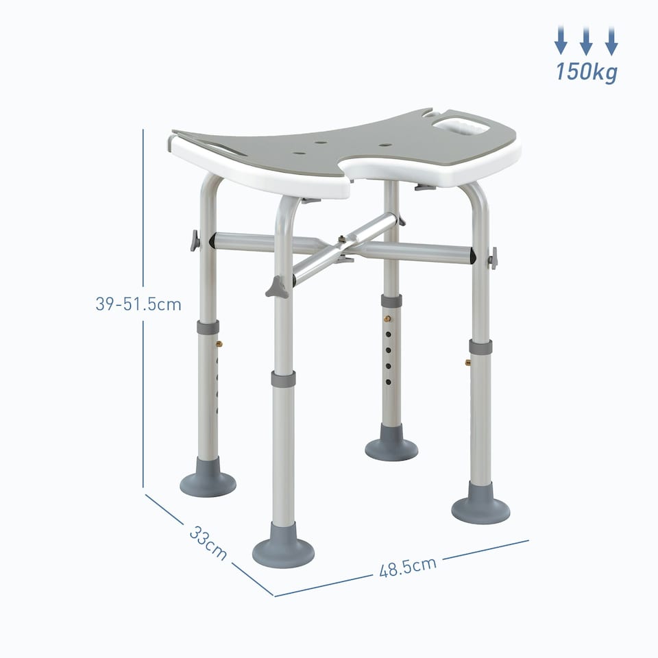 image 1 of HOMCOM Aluminium Shower Stool for Elderly Disabled Bath Stool Grey