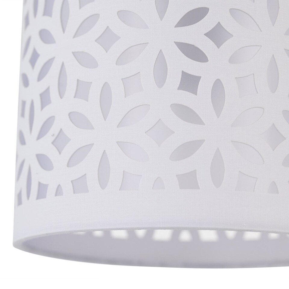 image 1 of Chrome Stick Table Lamp with White Laser Cut Shade | Chrome | White | Medium | 1
