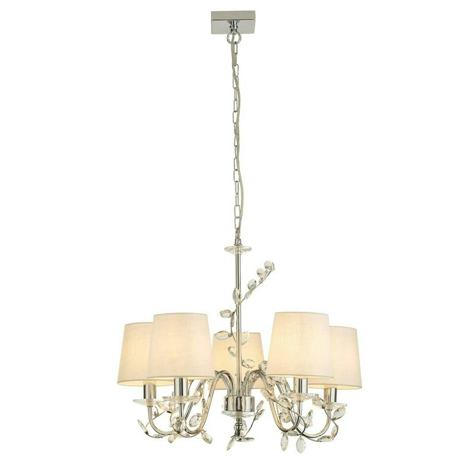image 1 of Rosie 5 Light Chrome & Clear Glass Trim Shaded Chandelier