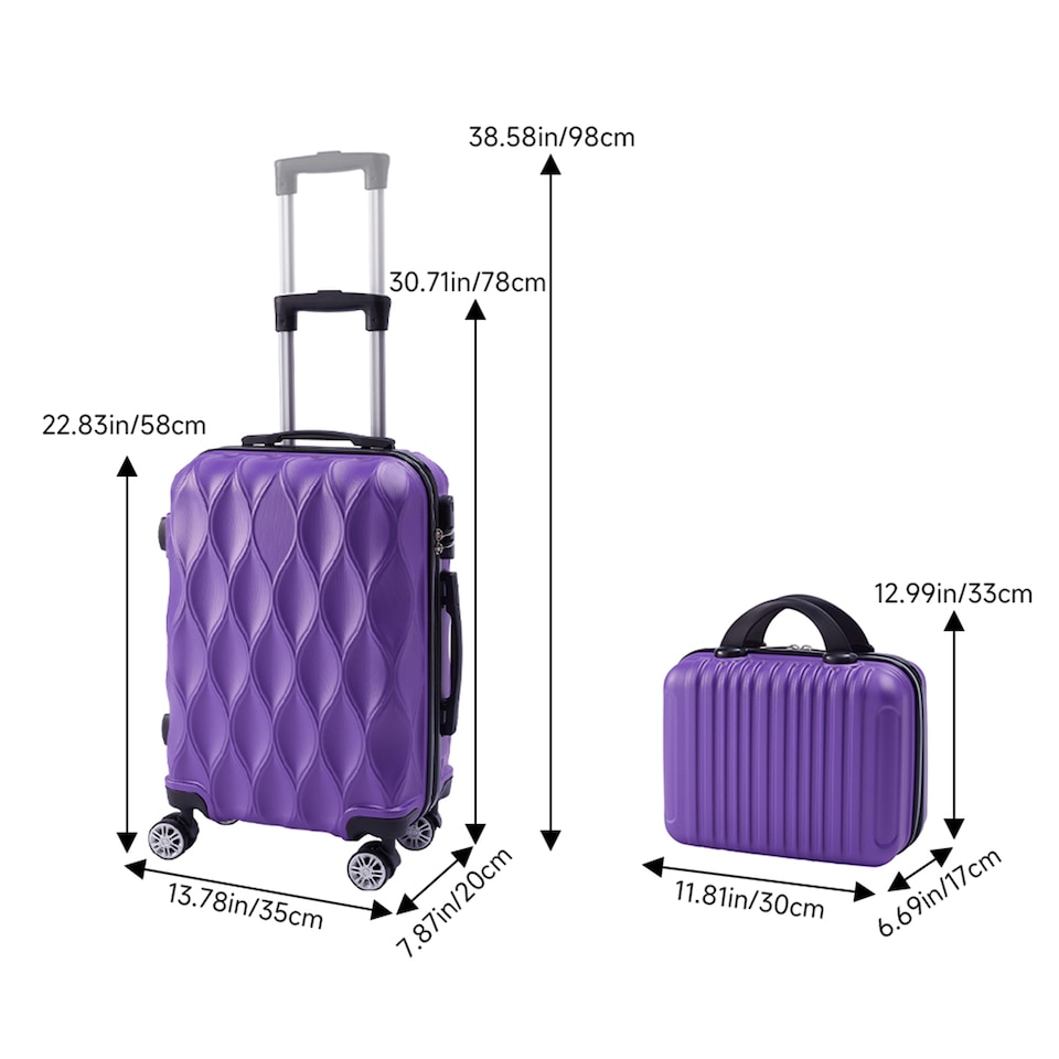 image 1 of Living and Home 2-Piece Hard Shell Suitcase Set - Purple 20" & 14"
