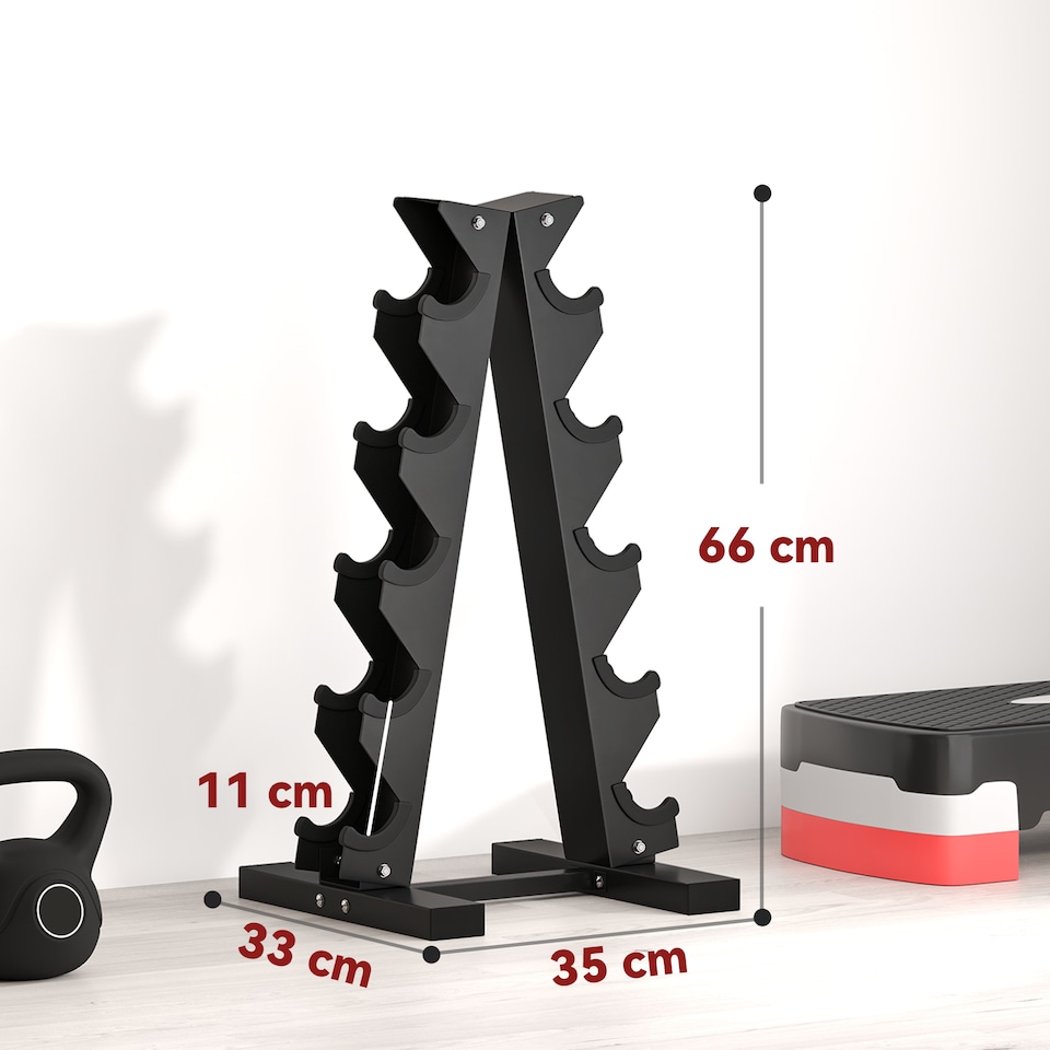 image 1 of SPORTNOW Five-Tier Weight Tree, Steel Dumbbell Rack for Home Gym Exercise