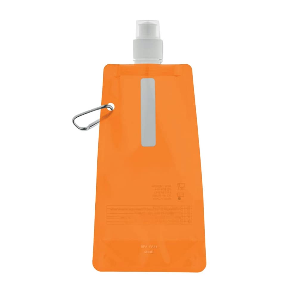 image 1 of MidOcean Gates Plain Foldable 480ml Water Bottle - Transparent Orange - One Size Black | One Size
