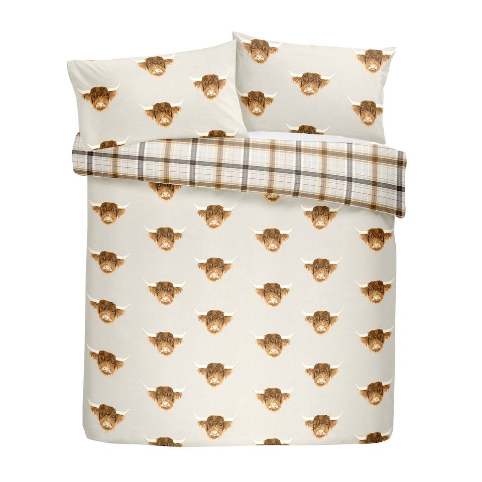 image 1 of Fusion Highland Cow Duvet Cover Set Ochre