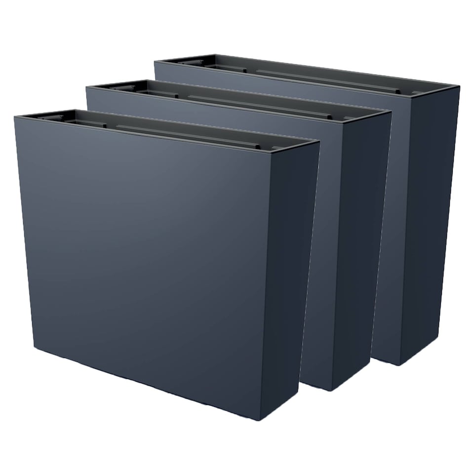 image 1 of 58cm Urbi Case Tall Rectangular Planter | Black | Black & Set of 3 | 3