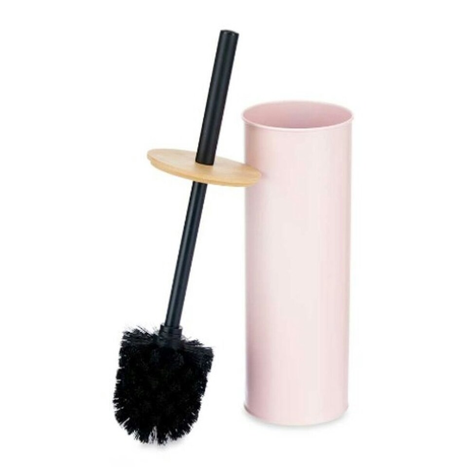 image 1 of Toilet Brush Berilo B1041C BAMBOO - 399 Pink Metal Bamboo Plastic 9,5 X 27 X 9,5 cm (6 Units) Pink
