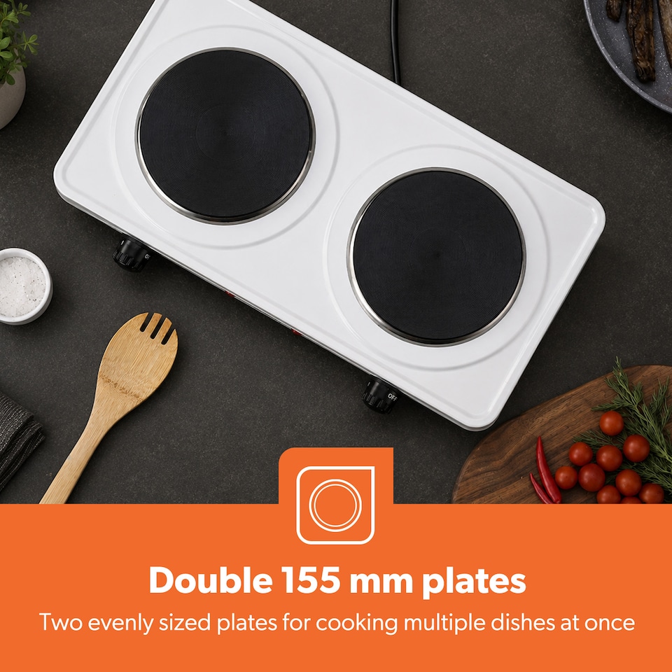 image 1 of GEEPAS 2000W Double Hot Plate, White