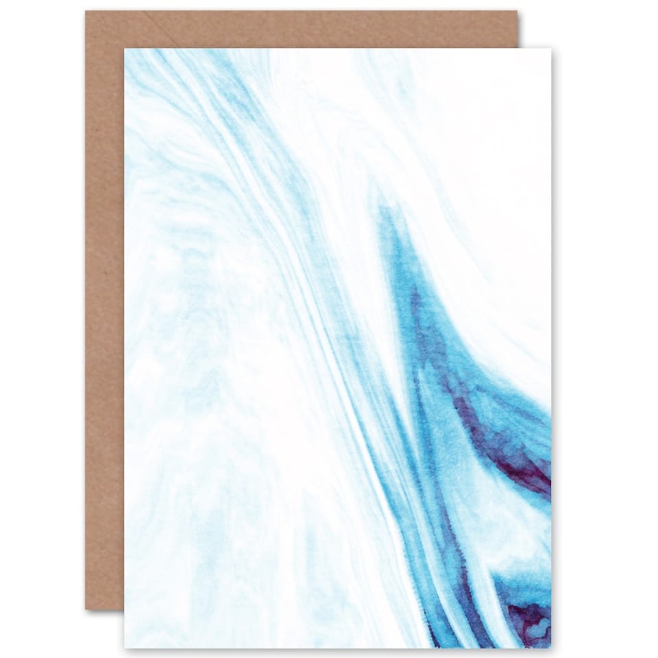 image 1 of Abstract Watercolour Waves Art Blank Just to Say Card