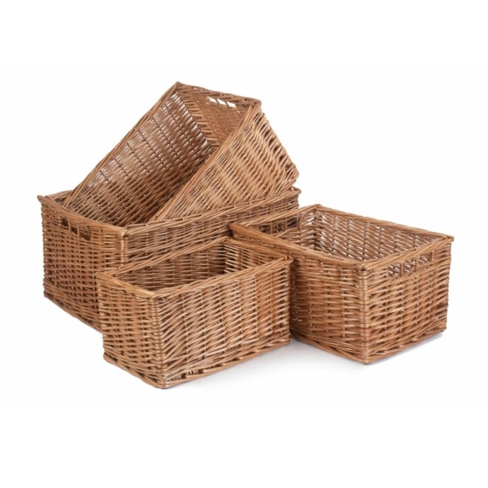 image 1 of Double Steamed Open Wicker Storage Basket Brown | Brown | M