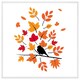 image 1 of Autumn bird on branch (Picture Frame) White | L