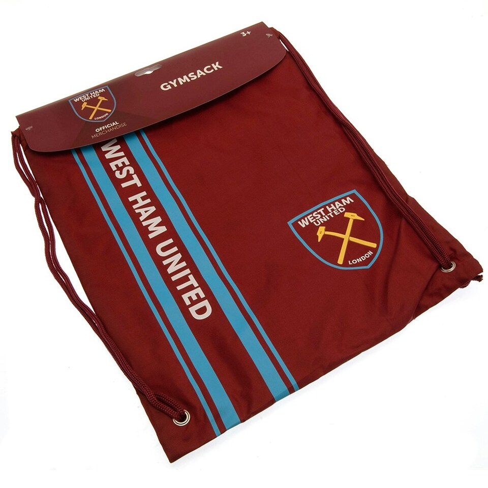 image 1 of West Ham United FC Striped Drawstring Bag - Claret Red/Blue/Gold - One Size Red | One Size