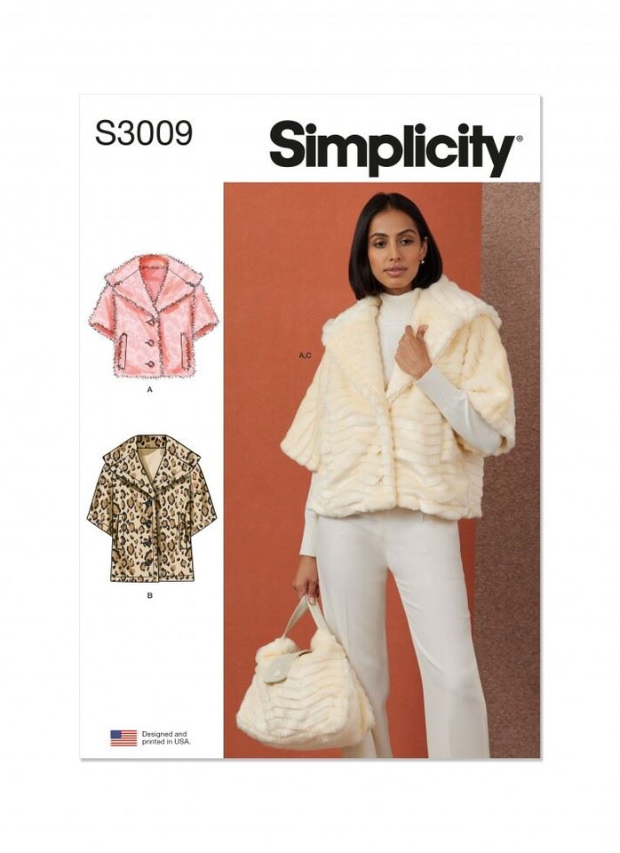 Simplicity 3009 Paper Sewing Pattern – Women’s Jackets & Bags, Intermediate Dressmaking, Bag Making Pattern, Size U5 (16–18–20–22–24)