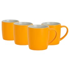 Argon Tableware 4x Coloured Coffee Mugs - Yellow - 350ml - Tea Mug Latte Mug Cappuccino Mug Drinking Mug Yellow
