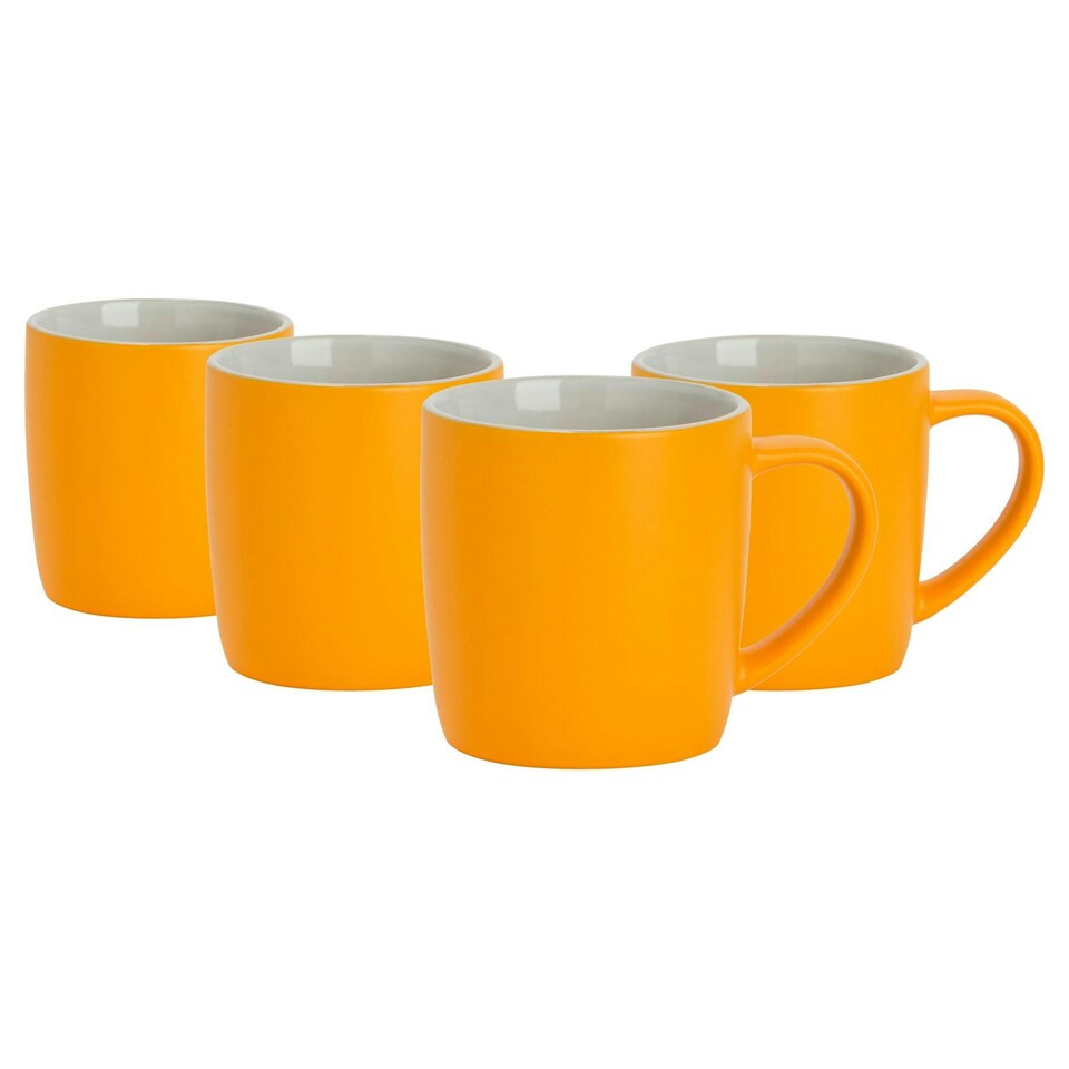 image 1 of Argon Tableware 4x Coloured Coffee Mugs - Yellow - 350ml - Tea Mug Latte Mug Cappuccino Mug Drinking Mug Yellow