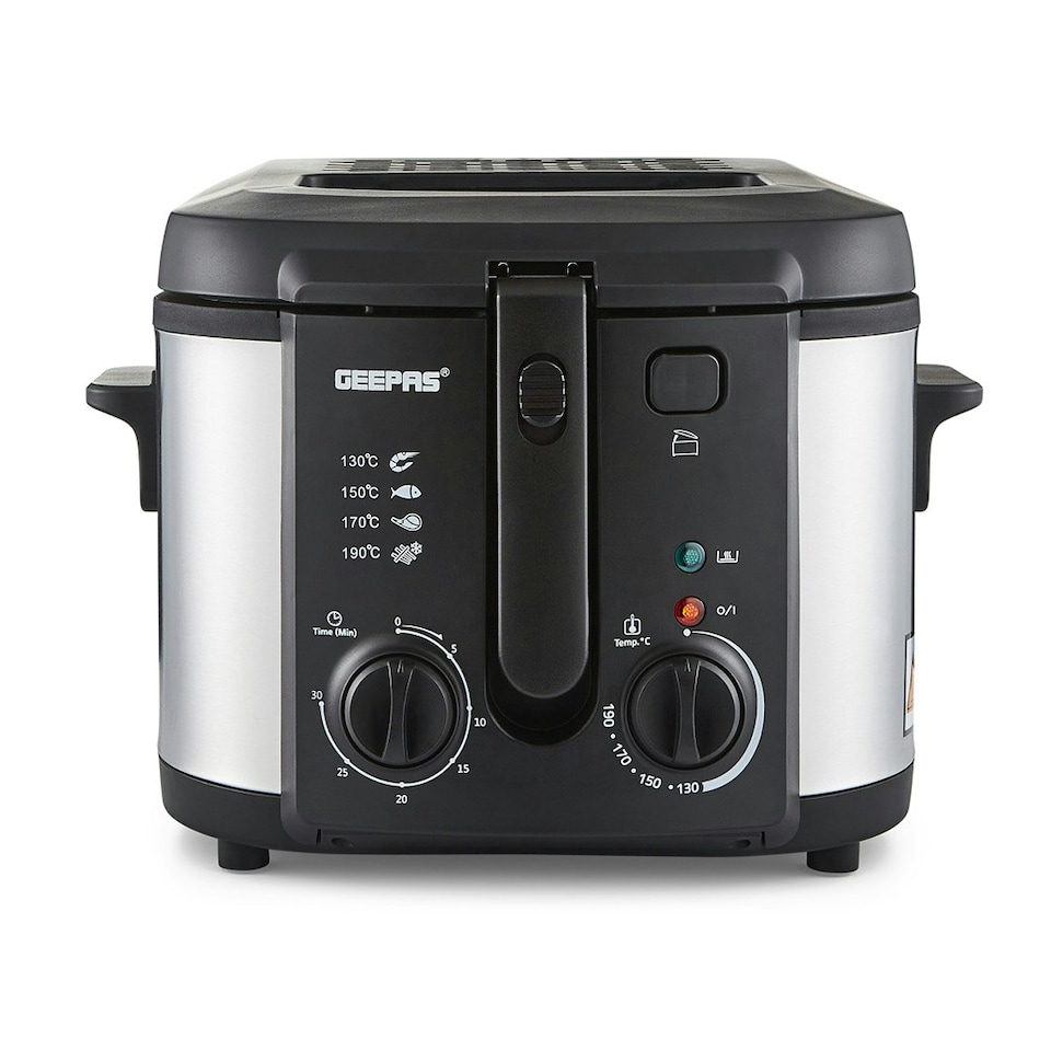 image 1 of GEEPAS Deep Fat Fryer - 3L Stainless Steel Fryer with Viewing Window