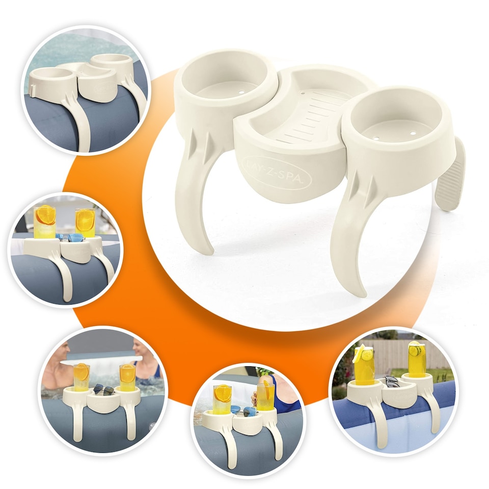 image 1 of BESTWAY LAY-Z SPA HOT TUB ACCESSORIES 2X CUP DRINKS HOLDER & SNACK TRAY