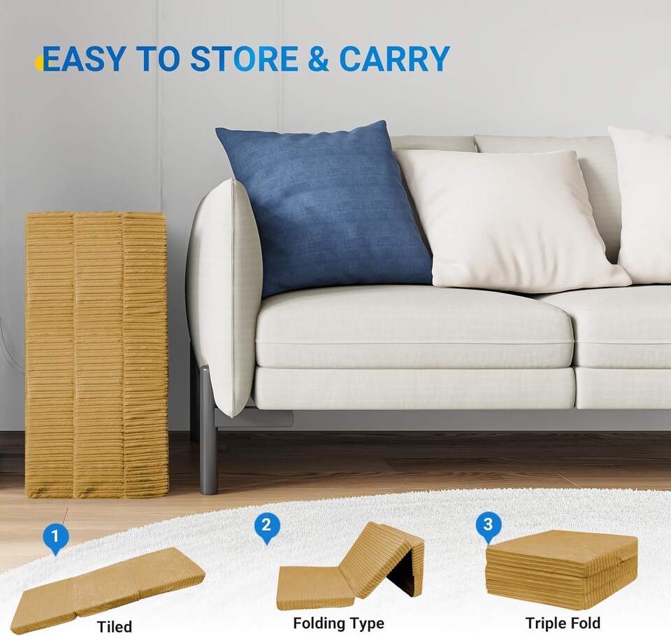 image 1 of Cord Tri-Fold Mattress Z Bed Futon Sofa Chair Mattress
