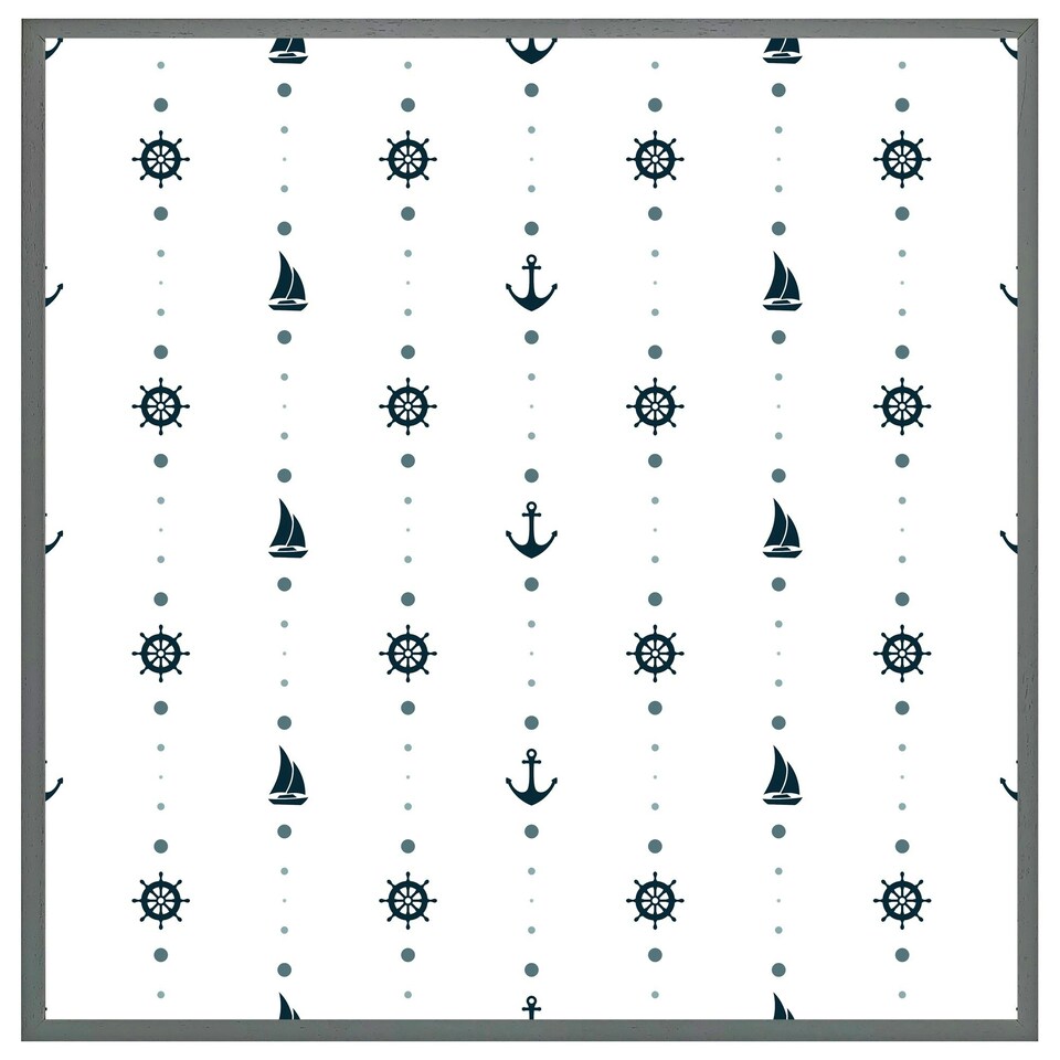image 1 of Anchor, wheel, sailboat (Picture Frame) Grey | L