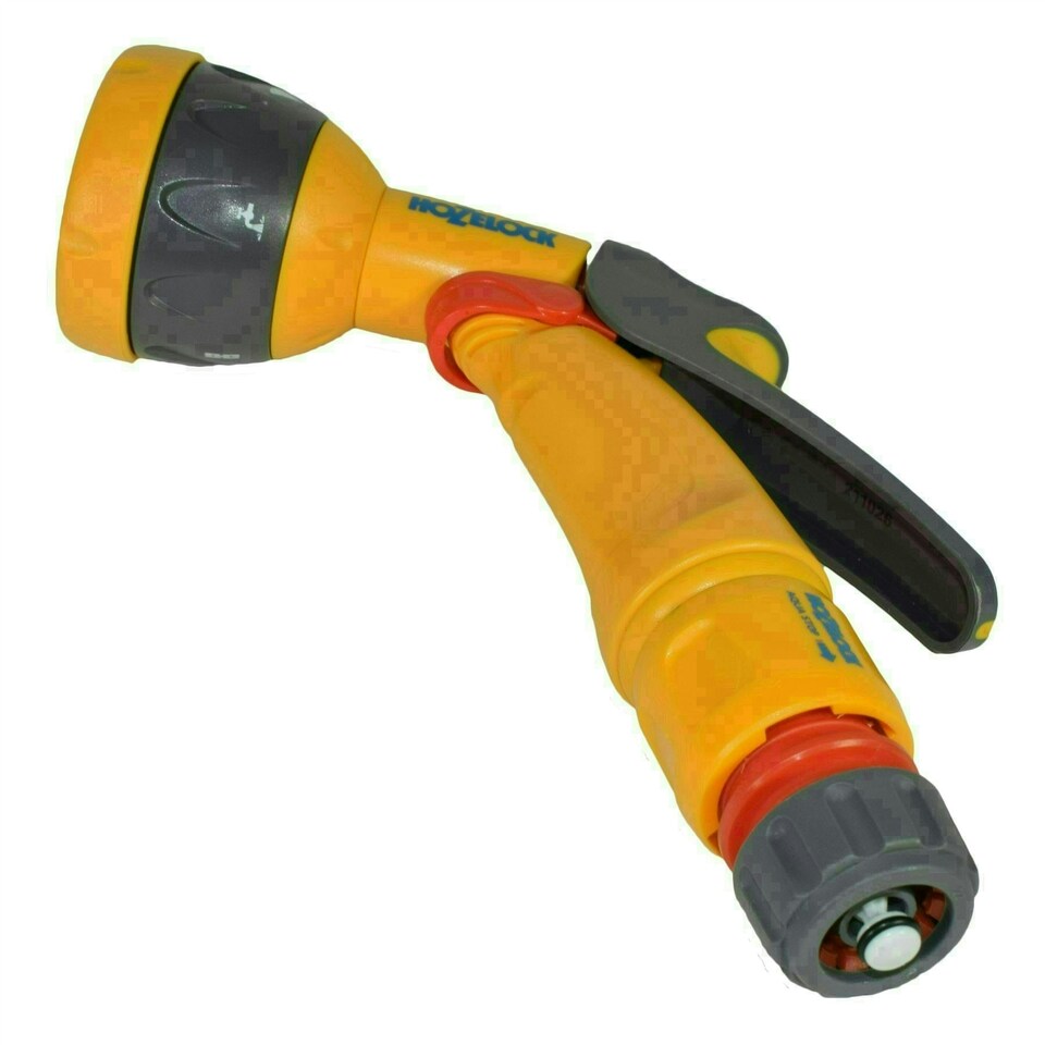 image 1 of Hozelock Spray Nozzle Garden Hose Pipe Water Gun 5 Function & Aqua Stop Fitting