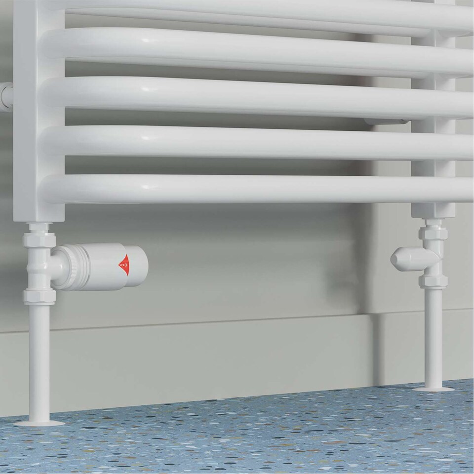 image 1 of Derry Bold - White Thermostatic Radiator Valve & Lockshield Straight 15mm