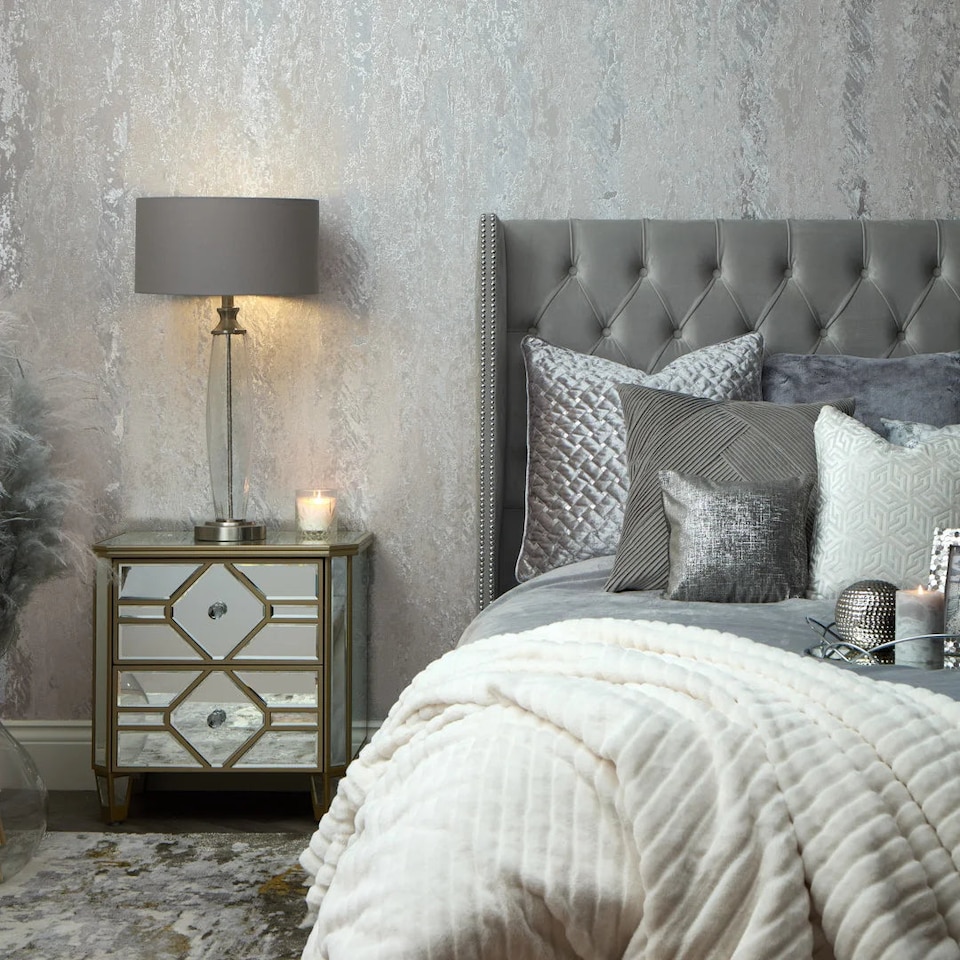 image 1 of Nova Metallic Wallpaper in Cool Grey and Silver | Grey | Cool Grey and Silver | 53cm x 10m