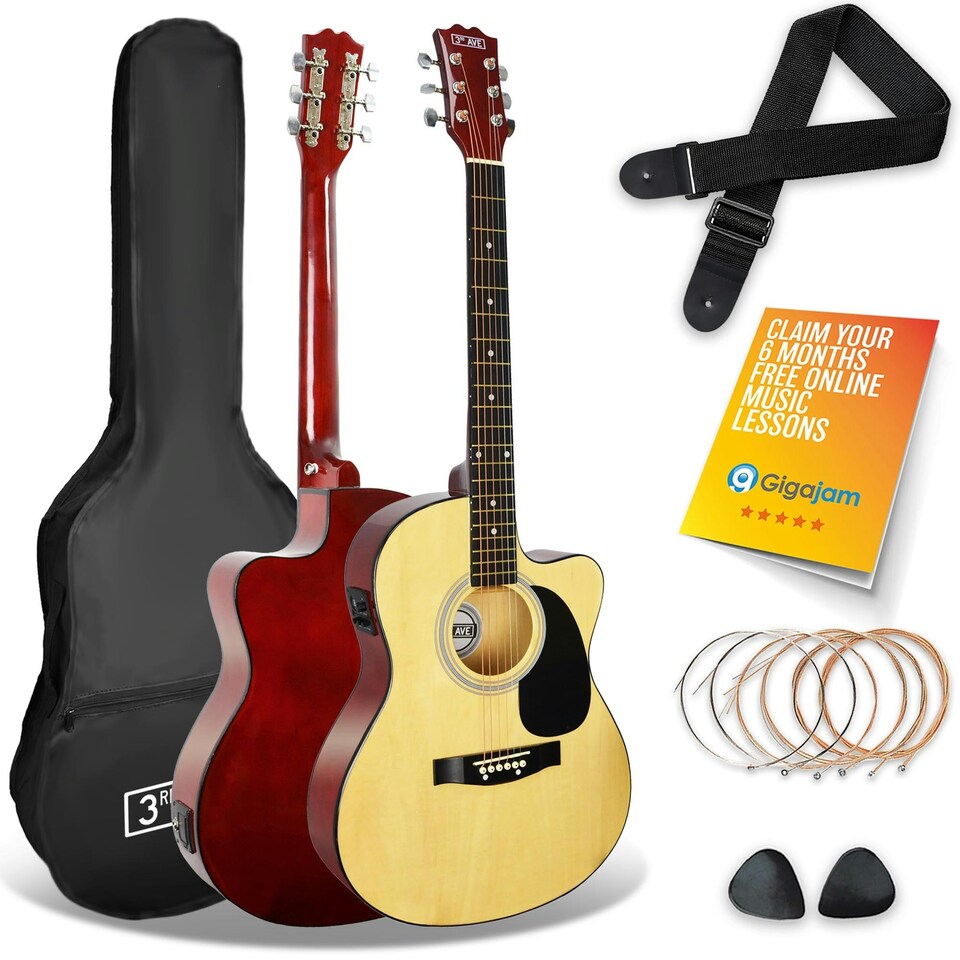 image 1 of 3rd Avenue Full Size Cutaway Electro Acoustic Guitar Pack Blue