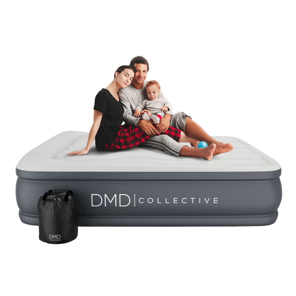 image 1 of DMD Double Air Bed with Built-In Pump with Storage Bag | Grey