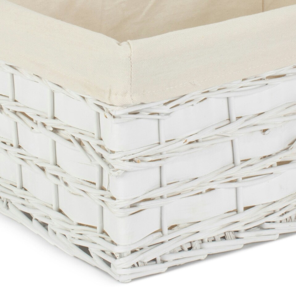 image 1 of White Scandi Storage Basket with White Lining White | White | M