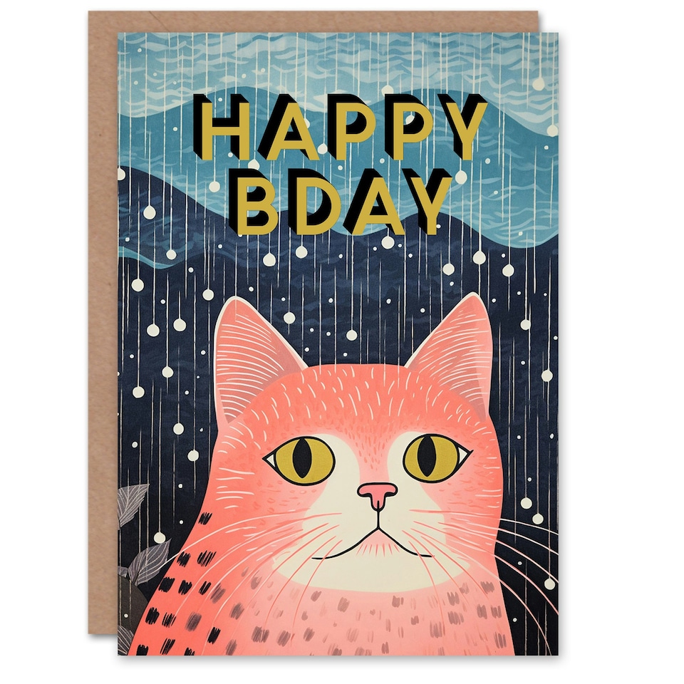 image 1 of Pink Fun Cat Lover Illustration Moggie Her Birthday Card