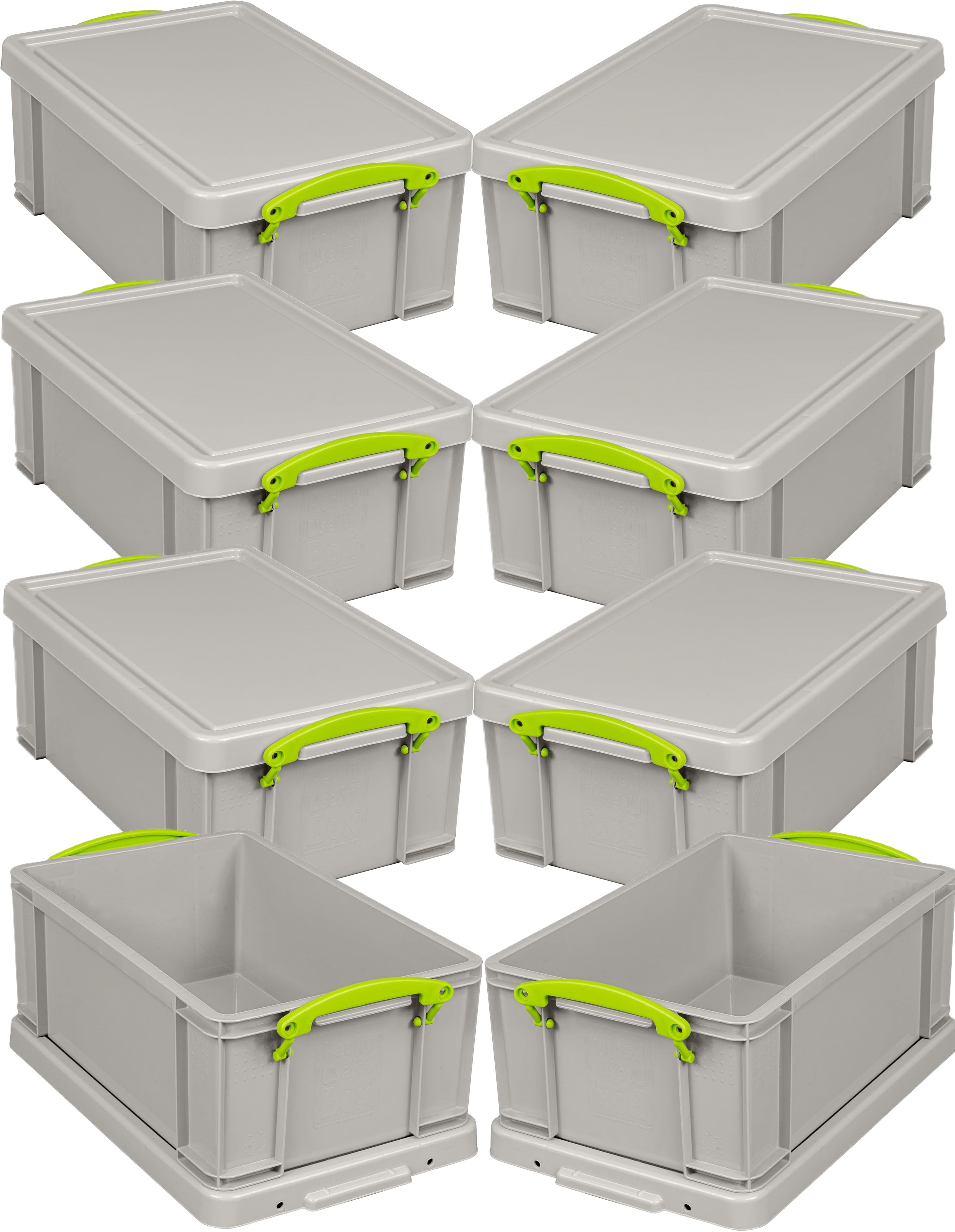 Really Useful Plastic Storage Box 9 Litre Dove Grey Pack of 8