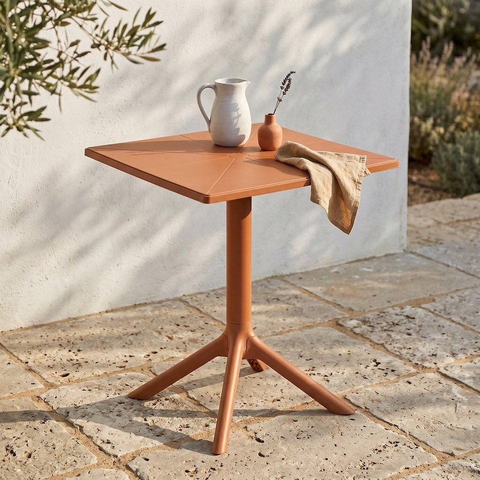 image 1 of Square Bistro Garden Table - Plastic - L60 X W60 X H75 cm - Terracotta - Flat Packed