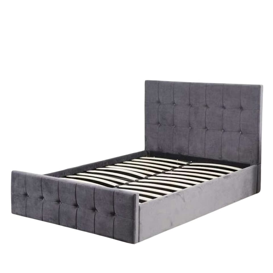 image 1 of Ottoman Storage Bed grey 4ft 6 small double velvet cushioned bedroom