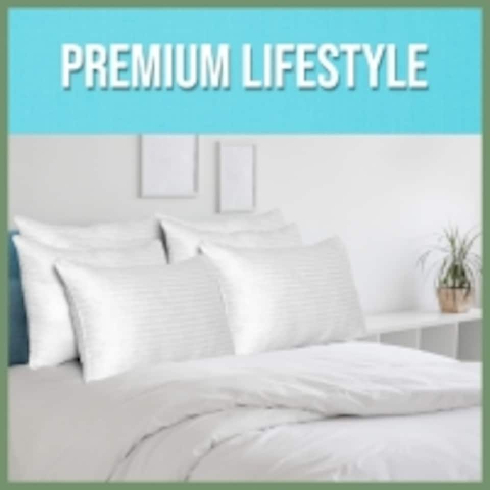 image 1 of Ultra Bounce Pillow, Hollowfibre Filling, Satin Stripe Case, Standard -Pack of 2