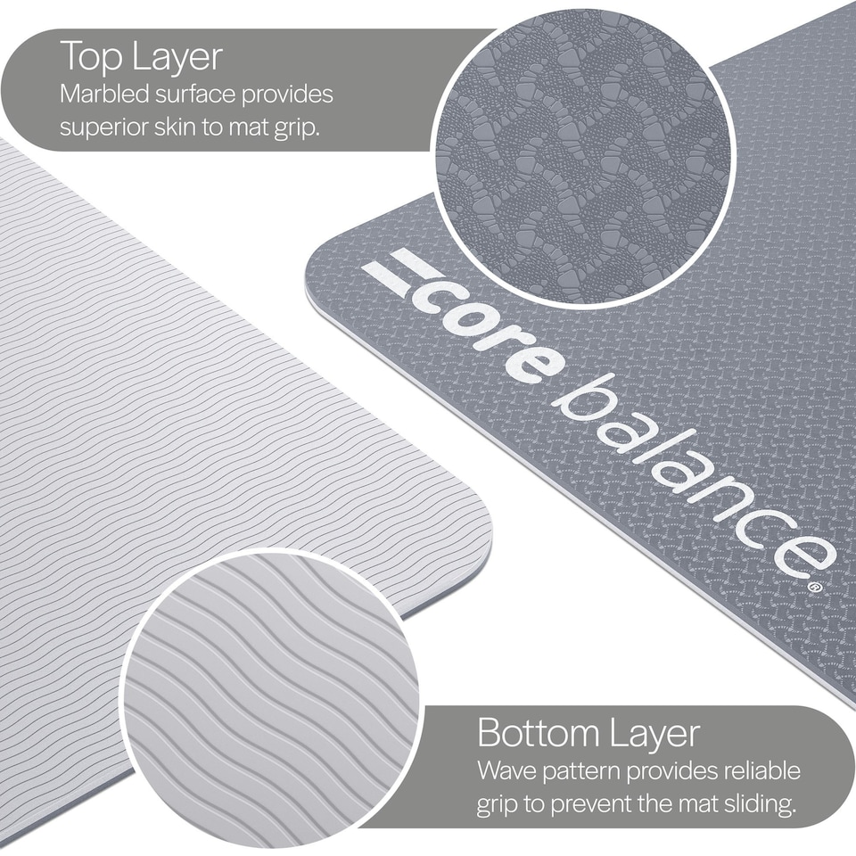 image 1 of TPE Yoga Mat with Strap (6mm Thick) - Grey