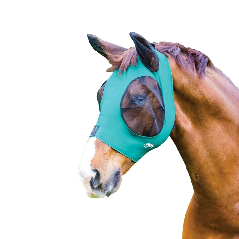 image 1 of Weatherbeeta Deluxe Stretch Horse Fly Mask With Ears - Hunter/Black - Full