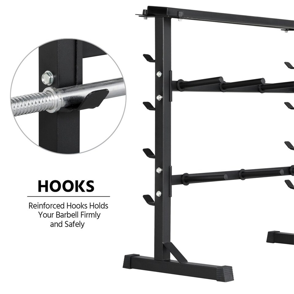 image 1 of Yaheetech 3 Tier Dumbbell Barbell Rack Black
