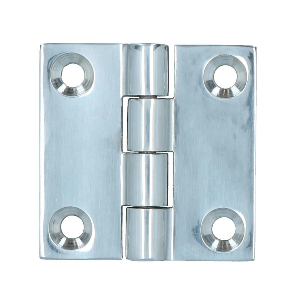 image 1 of Polished Door Butt Hinge Stainless Steel 50mm x 50mm 316 Marine Cabin Silver