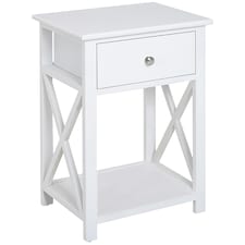 HOMCOM 55cm End Side Table w/ Drawer Shelf Stand Black White