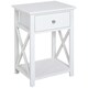 image 1 of HOMCOM 55cm End Side Table w/ Drawer Shelf Stand Black White