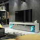 image 3 of TV Unit 200cm Grey Gloss Doors Oak Matt Frame Modern Media Cabinet White | Grey