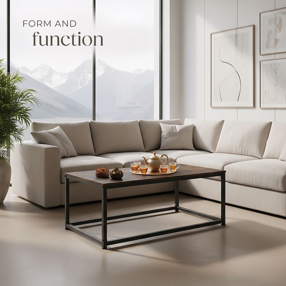 image 1 of Coffee Table Lynch - rectangular with height-adjustable plastic feet | Brown | Industrial wood dark, rustic | 100 x 55 x 45,50 cm | 1