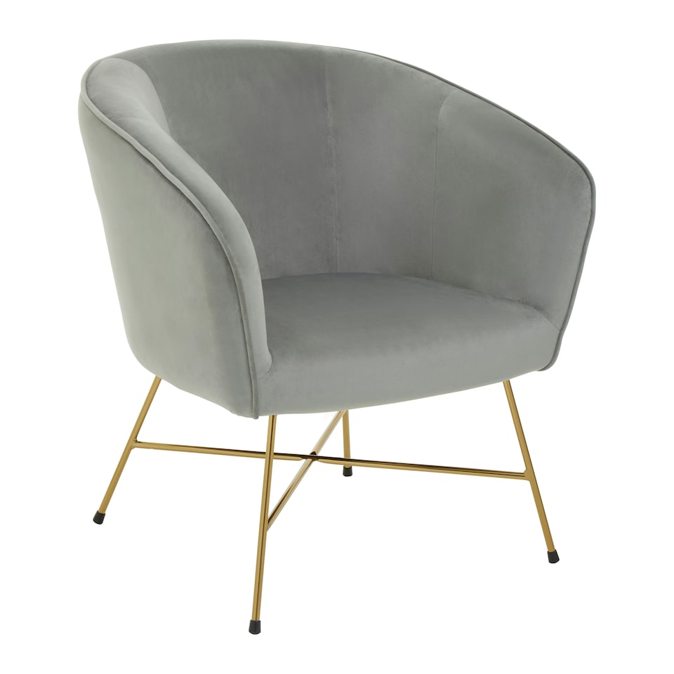 image 1 of Interiors by Premier Grey Chair With Metal Frame, Comfy Grey Outdoor Velvet Chair Metal, Effortless Cleaning Velvet Chair