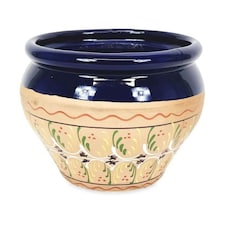 Verano Spanish Ceramics Bola Plant Pot - 25cm Inca Blue Blue