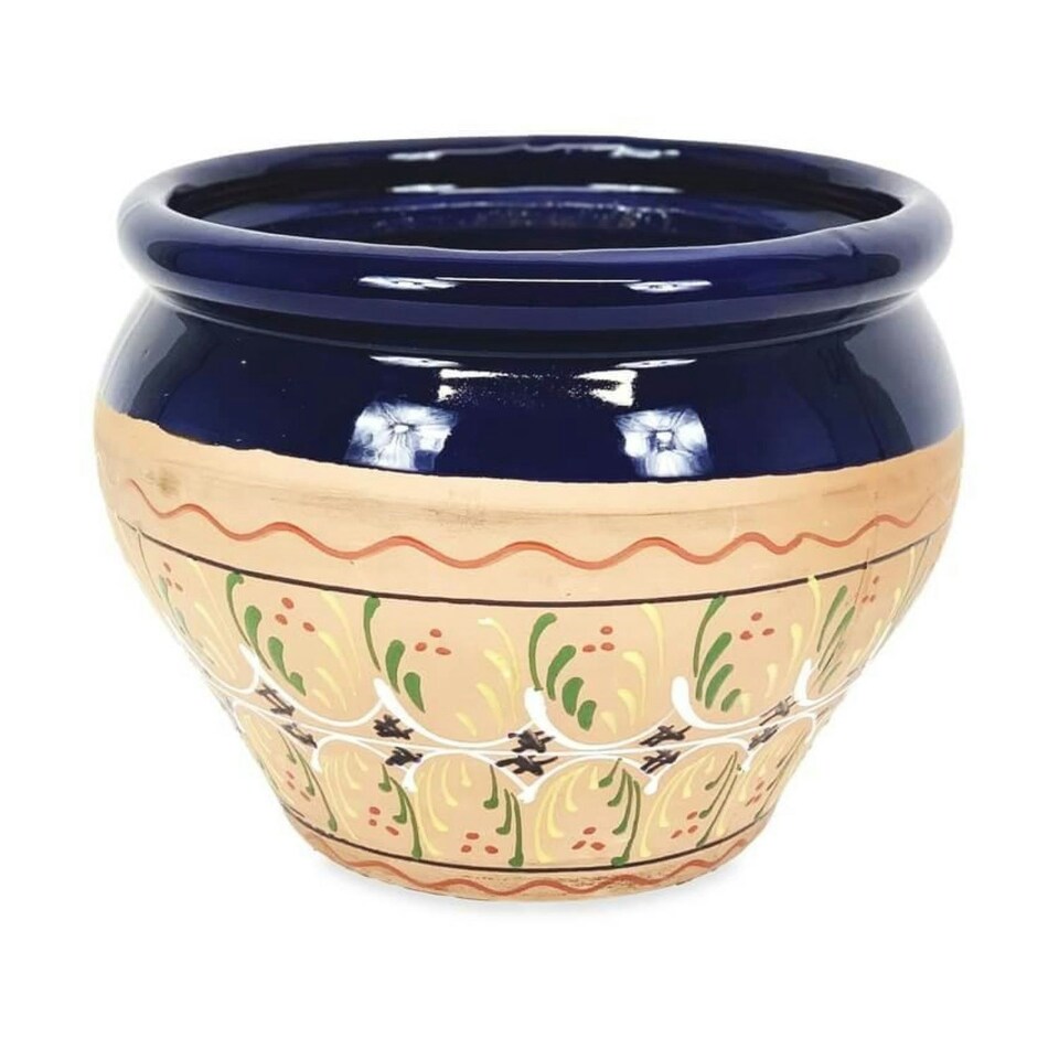 image 1 of Verano Spanish Ceramics Bola Plant Pot - 25cm Inca Blue Blue