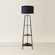image 4 of ValueLights Hiru Black 3 Tier Shelf Floor Lamp with Navy Shade | Blue