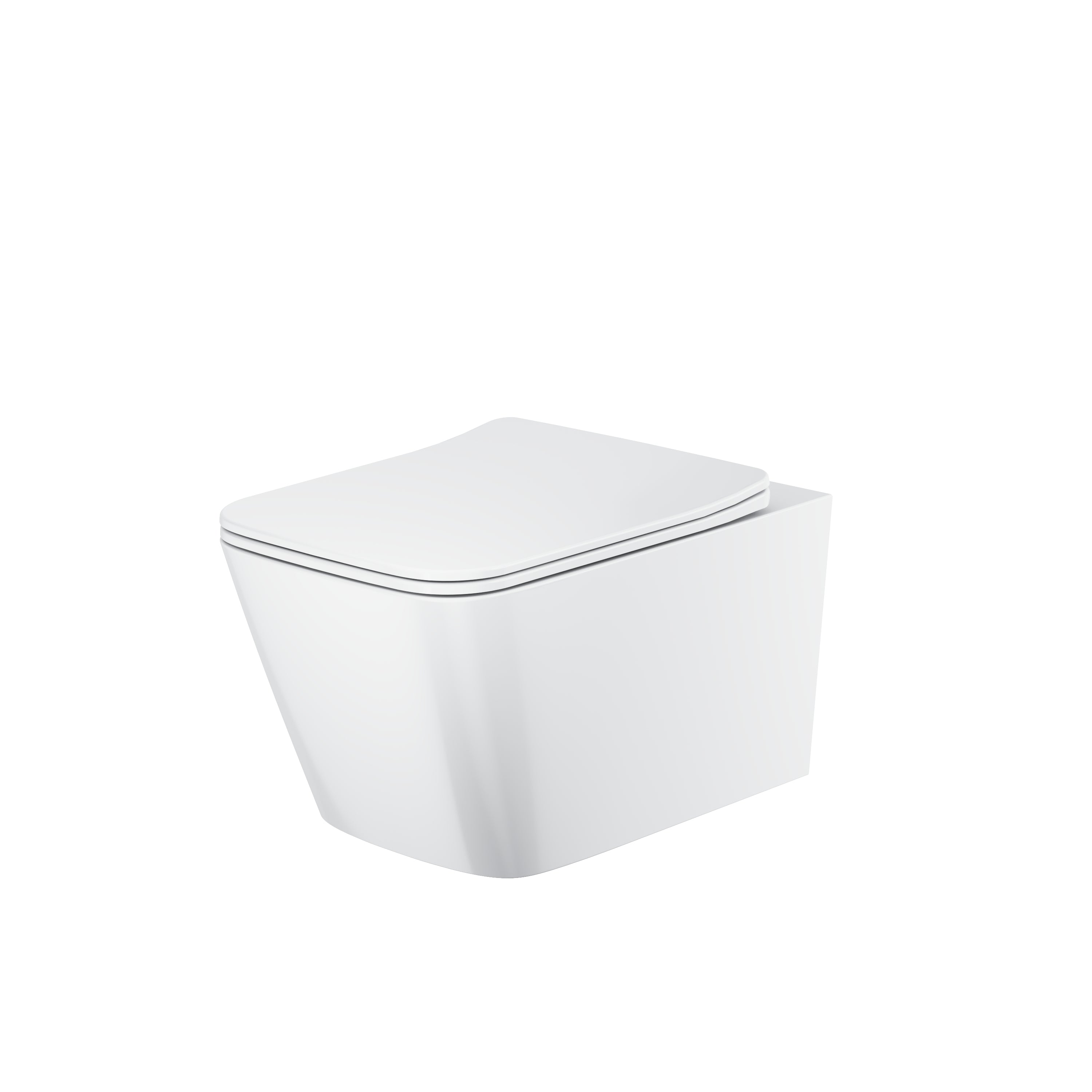 Bathrooms White Square Rimless 2.0 Wall Hung Toilet Pan & Soft Close Seat - Hidden Fixation