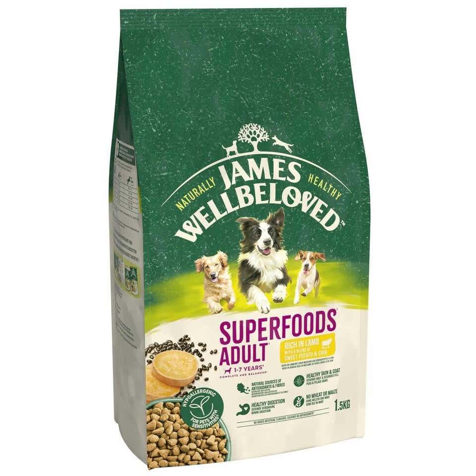 image 1 of James Wellbeloved Superfoods Adult Dry Dog Food Lamb with Sweet Potato & Chia 4.5kg